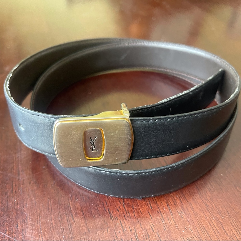 YSL Yves Saint Laurent Slim Men’s Black Dress Belt 35”